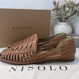 Nisolo Huarache Leather Sandals Leather Almond Men 12.5 NWB Anthropologie